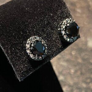 Elegant "Sparkle On CZ" Black Stud Earrings (NWOT)
